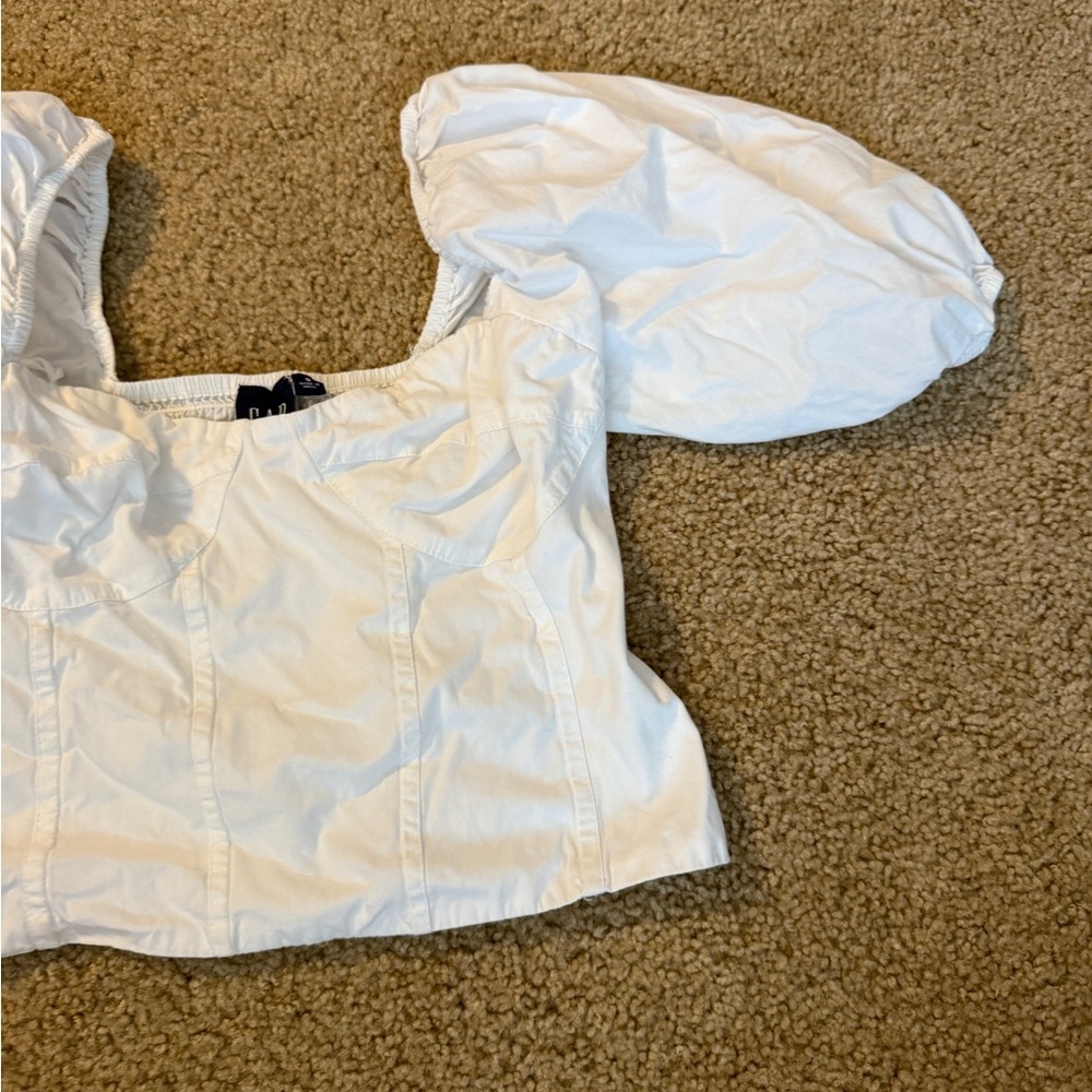 GAP White Puff-Sleeve Square-Neck Crop Top - Picture 5 of 8